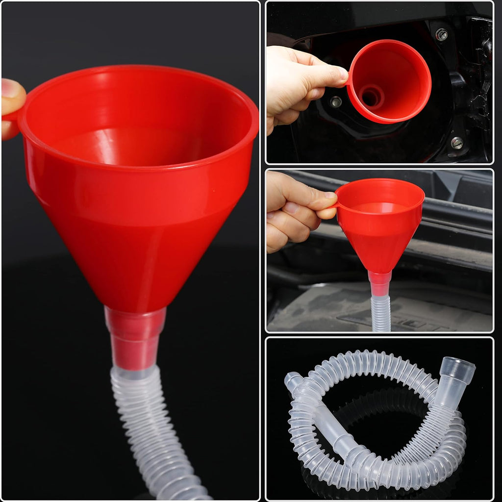 Small Flexible Fuel Funnel with Long Hose Plastic Wide Mouth Filling Funnel Car Funnel for Engine