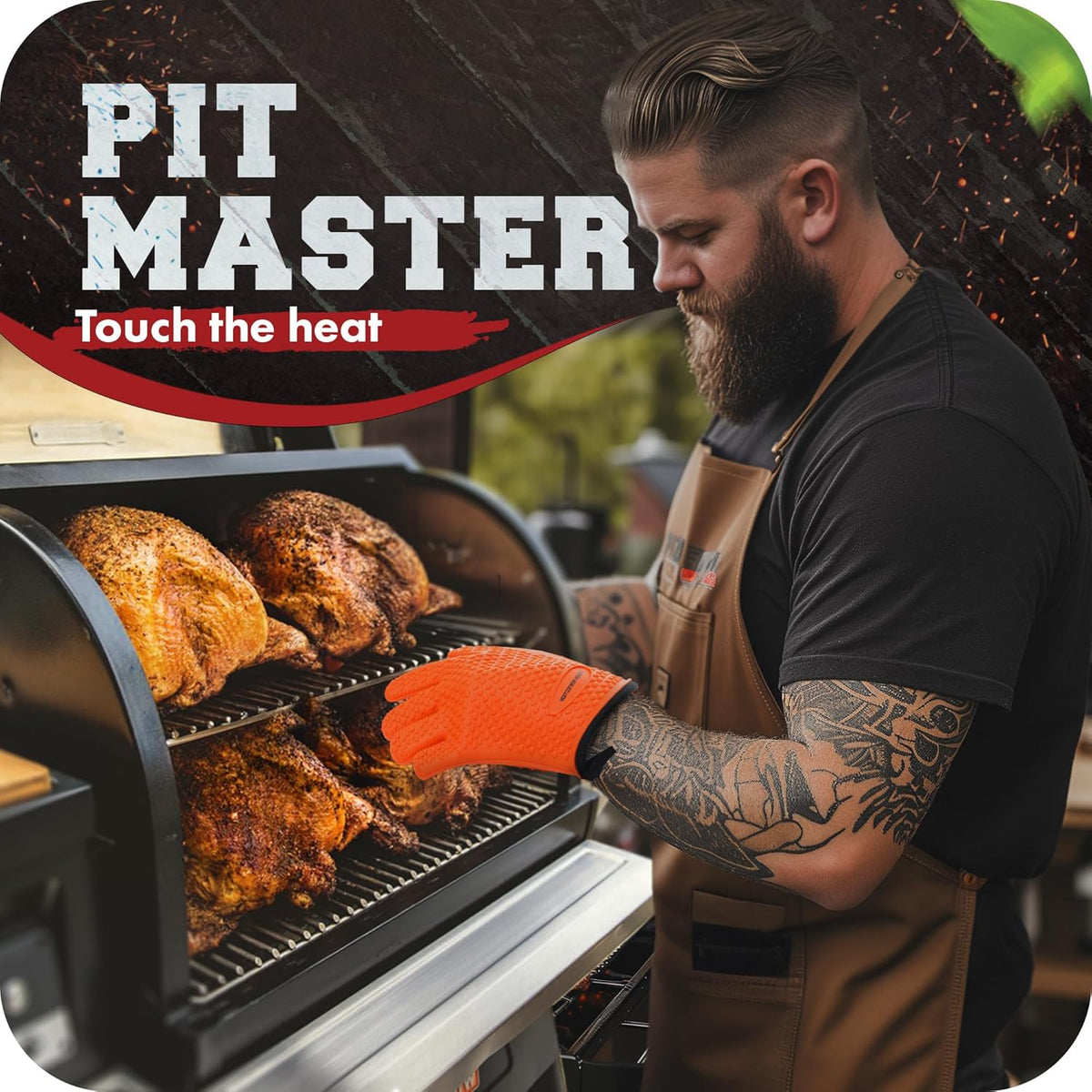 KITCHEN PERFECTION Silicone Smoker Oven Gloves -Extreme Heat Resistant BBQ Gloves -Handle Hot Food