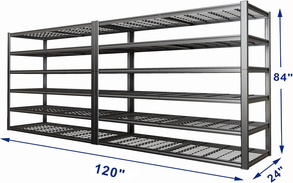 60" Wide Heavy Duty Garage Shelving Adjustable 6 Tier Garage Storage Shelves 3900LBS Metal Shelving