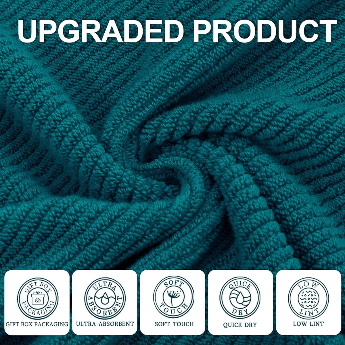VOOVA & MOVAS Towels Set for Bathroom, 100% Cotton | Quick Dry | Soft | Thick, 3 Piece Towel Set, 1