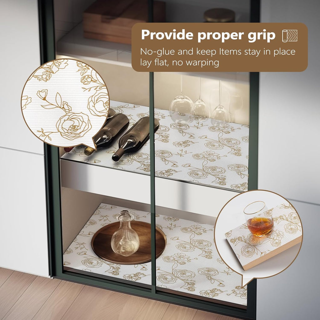 Shelf Cabinet Liner for Kitchen- Non Adhesive 17.5In x 20FT Drawer Liner Refrigerator Liner