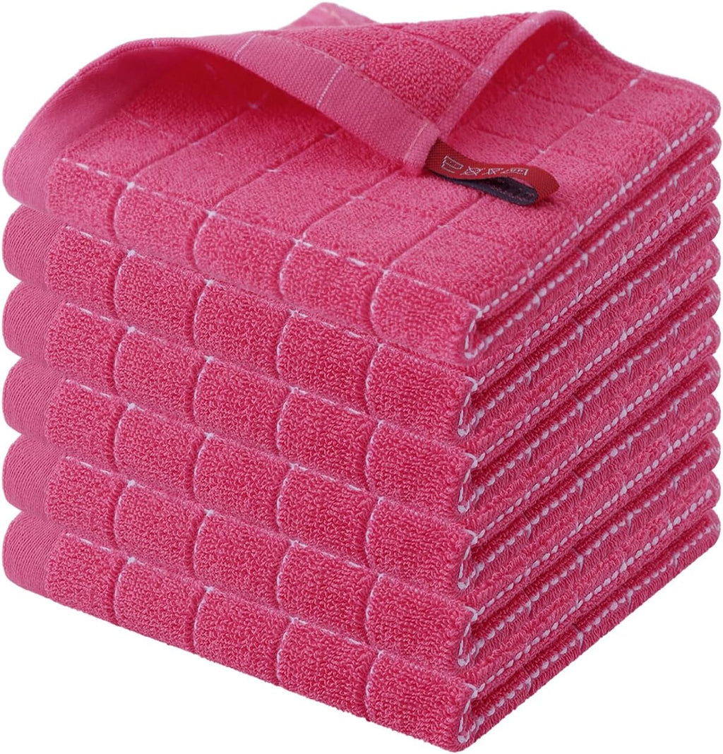 Homaxy 100% Cotton Terry Kitchen Dish Cloths, Ultra Soft and Absorbent Dish Towels for Kitchen