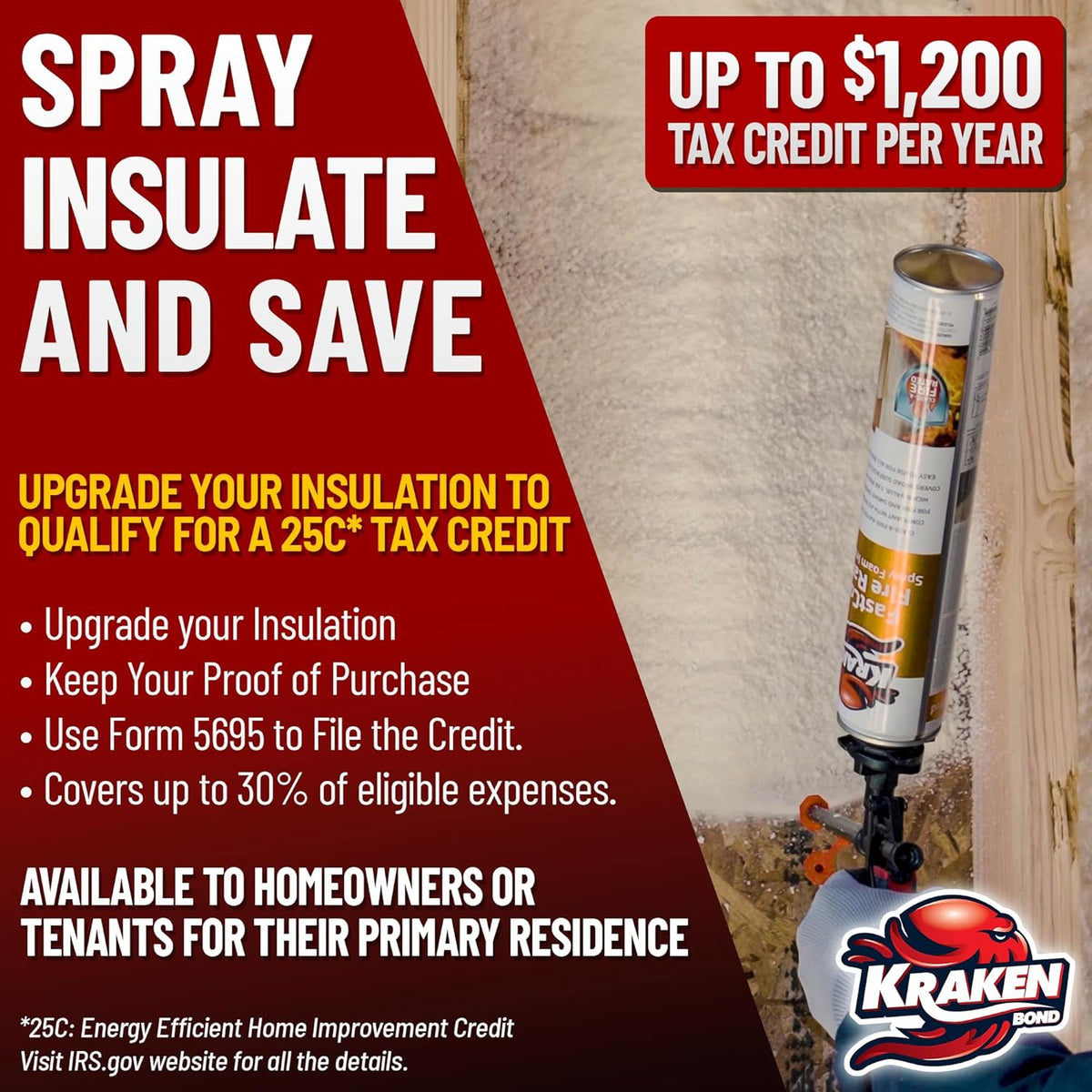 Kraken Bond Fastcoat Fire Rated Spray Foam Insulation (48x27.1 oz.) (R-Value 11.32 / 2in) Closed