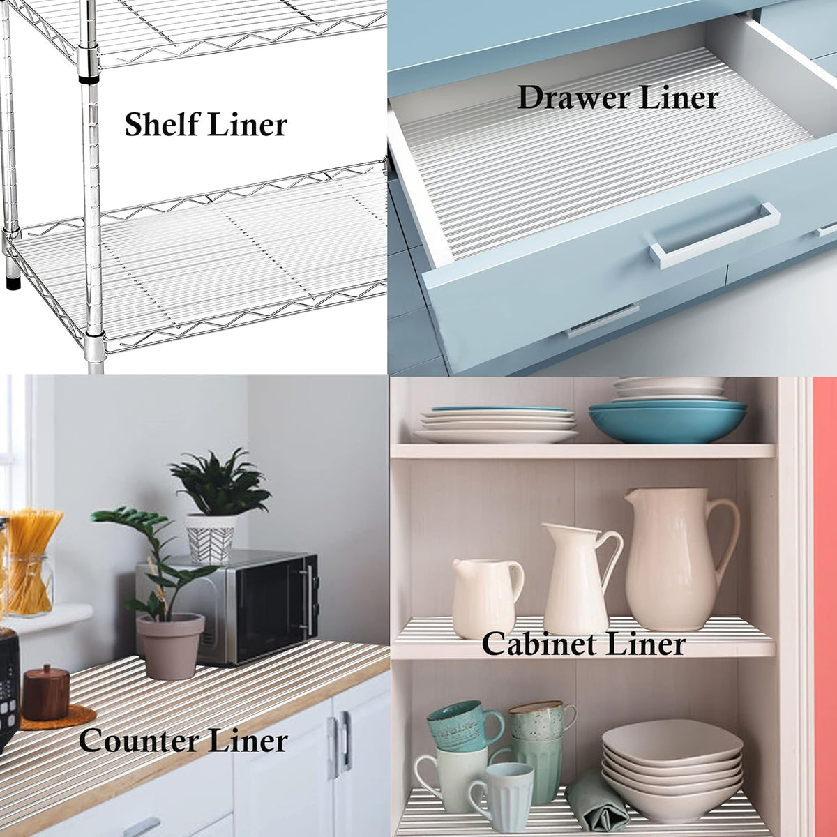 Shelf Liners for Kitchen Cabinets Non Adhesive Cabinet Drawer Liners Non Slip Waterproof 15 Inch