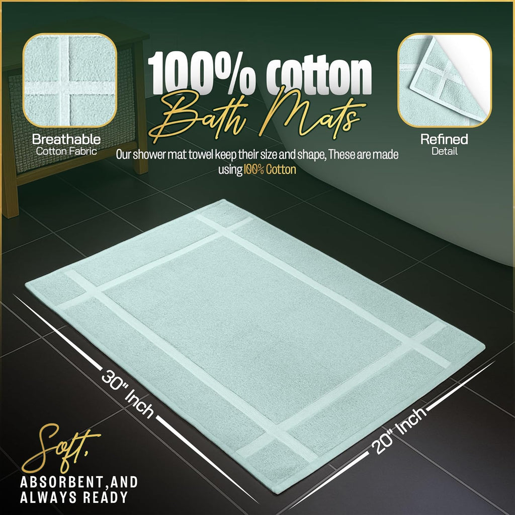 Pearl Linens Pack of 6 100% Cotton Bath Mat 20x30 inches, Soft & Absorbent Quick Dry Bathroom Mat