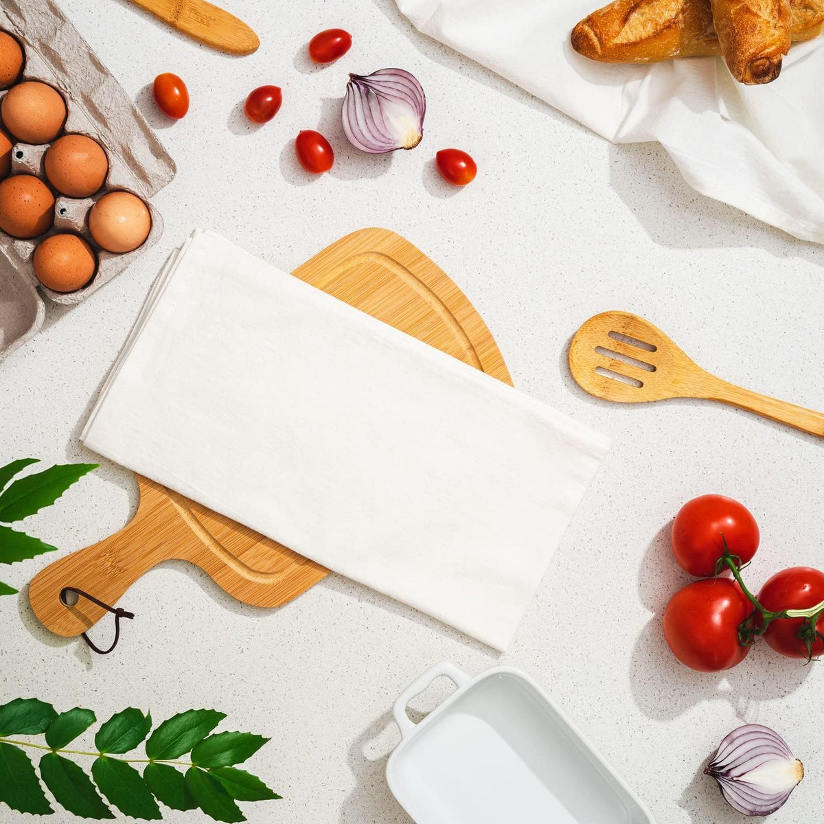 Bulk Tea Towels - 50 Pack 100% Cotton Wholesale Tea Towels - Bulk White Kitchen Towels - Easy to