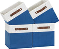 Temary 11 Storage Cube Bins for Shelves, Closet - 4 Pack Fabric Baskets With Leather Handles (White