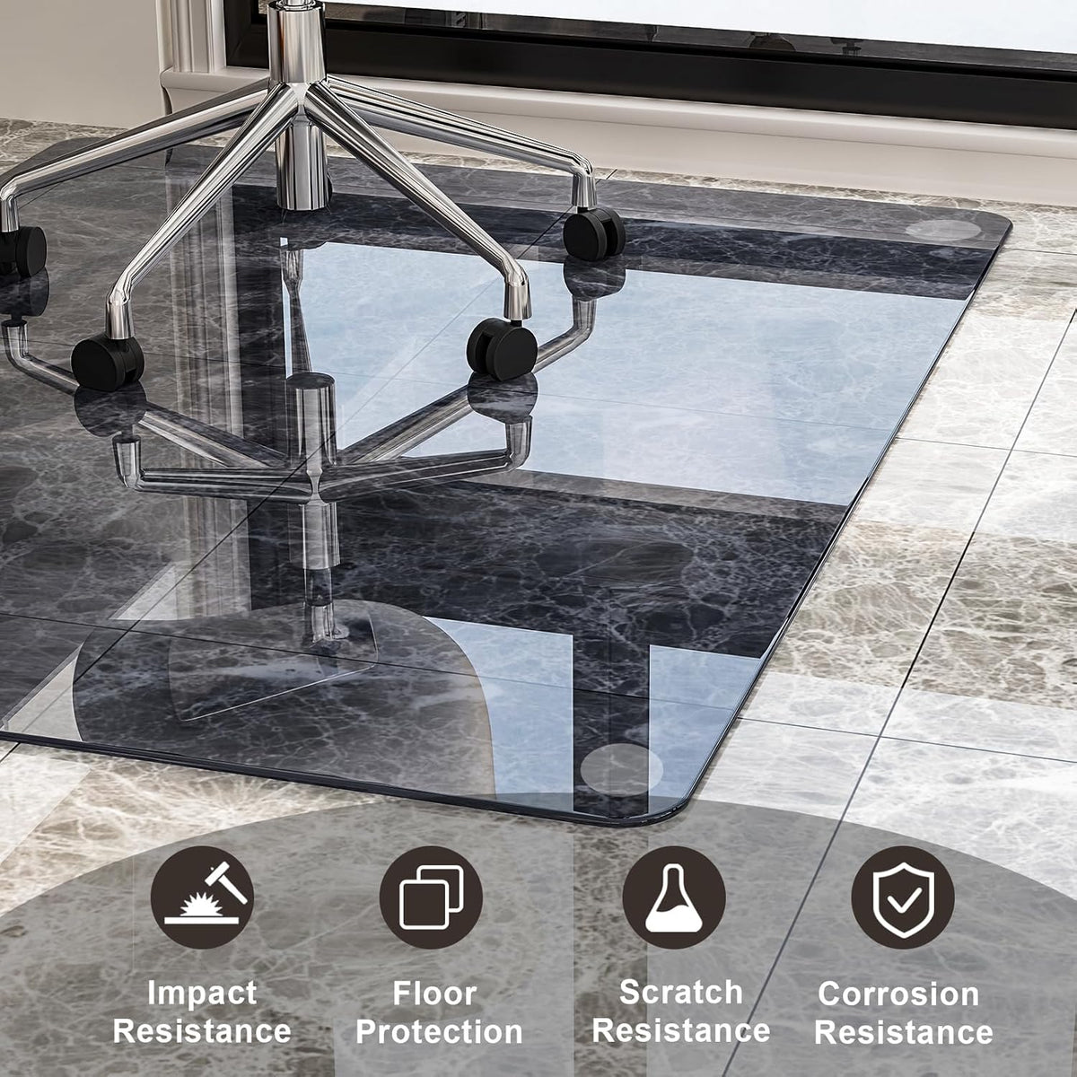 GLSLAND 46" × 55" [Tempered Glass] Chair Mat – Durable Office Chair Mat on Carpet with 0.2"