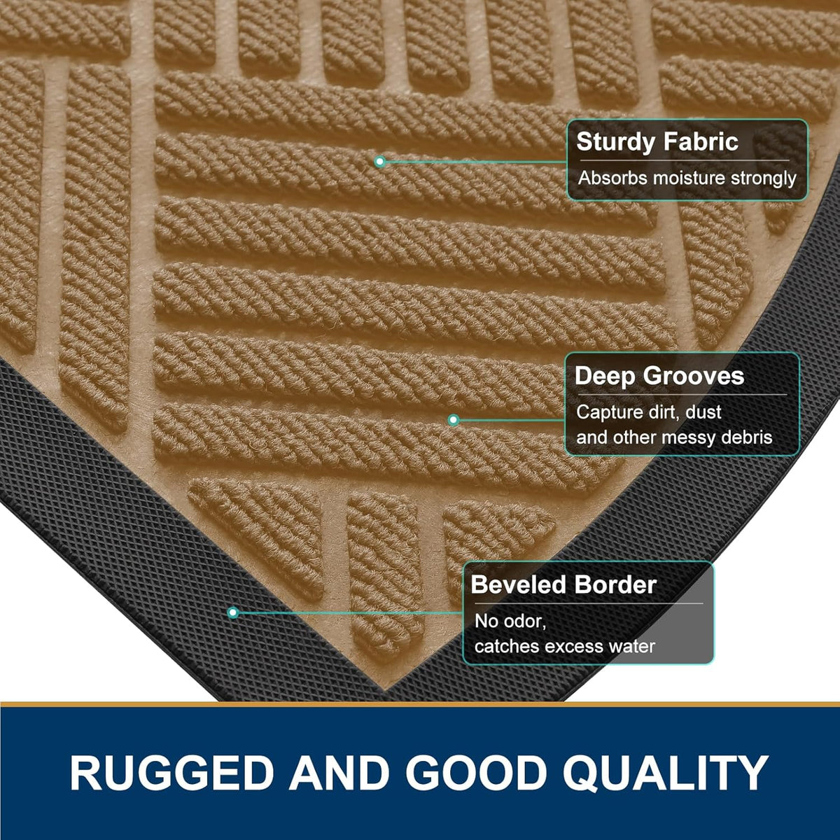 Smiry Half Circle Front Door Mat Outside Entrance, Heavy Duty Outdoor Indoor Natural Rubber
