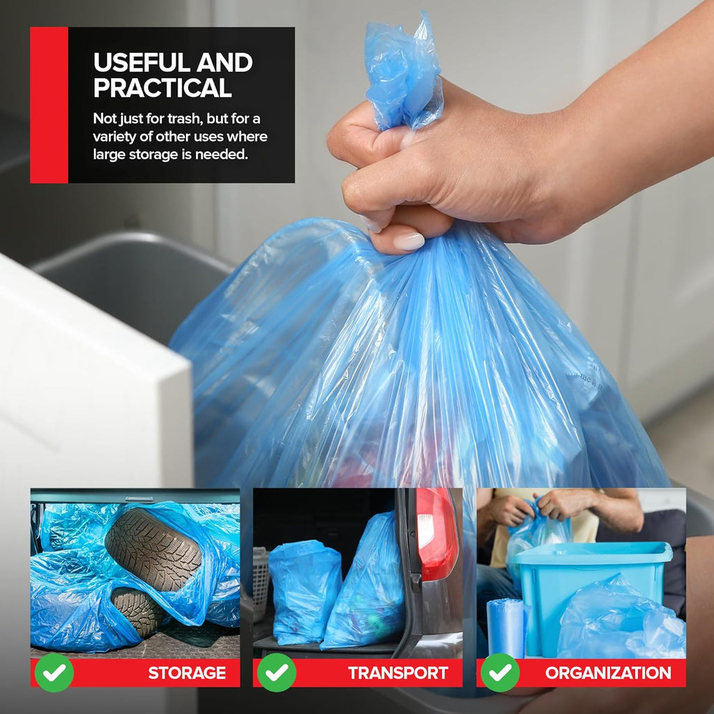 Heavy-Duty Blue Recycling Bags, 120-Pack Blue Garbage Bags For Recycling | 33-Gallon Capacity|