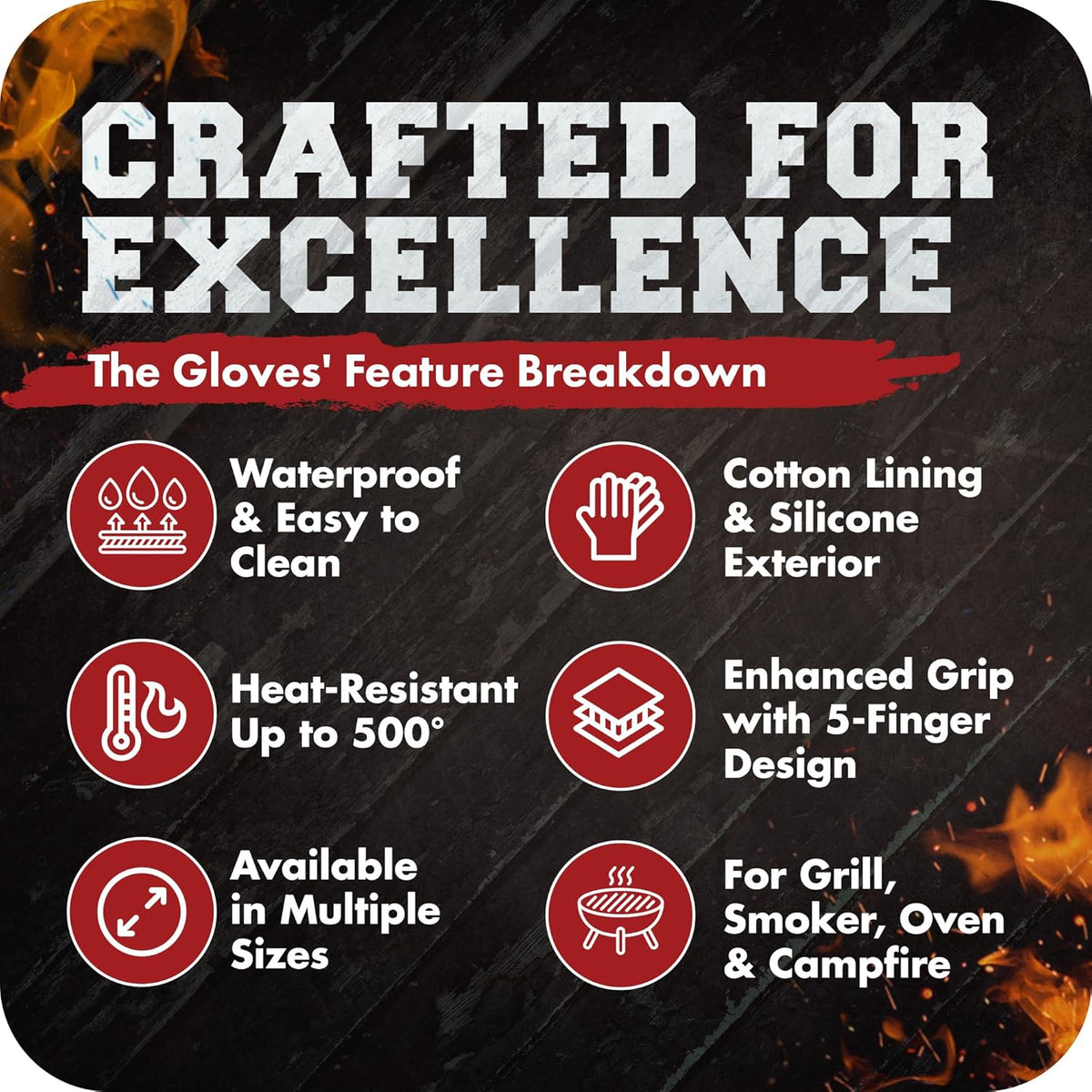 KITCHEN PERFECTION XL Silicone Smoker Oven Gloves-Extreme Heat Resistant BBQ Gloves-Handle Hot Food