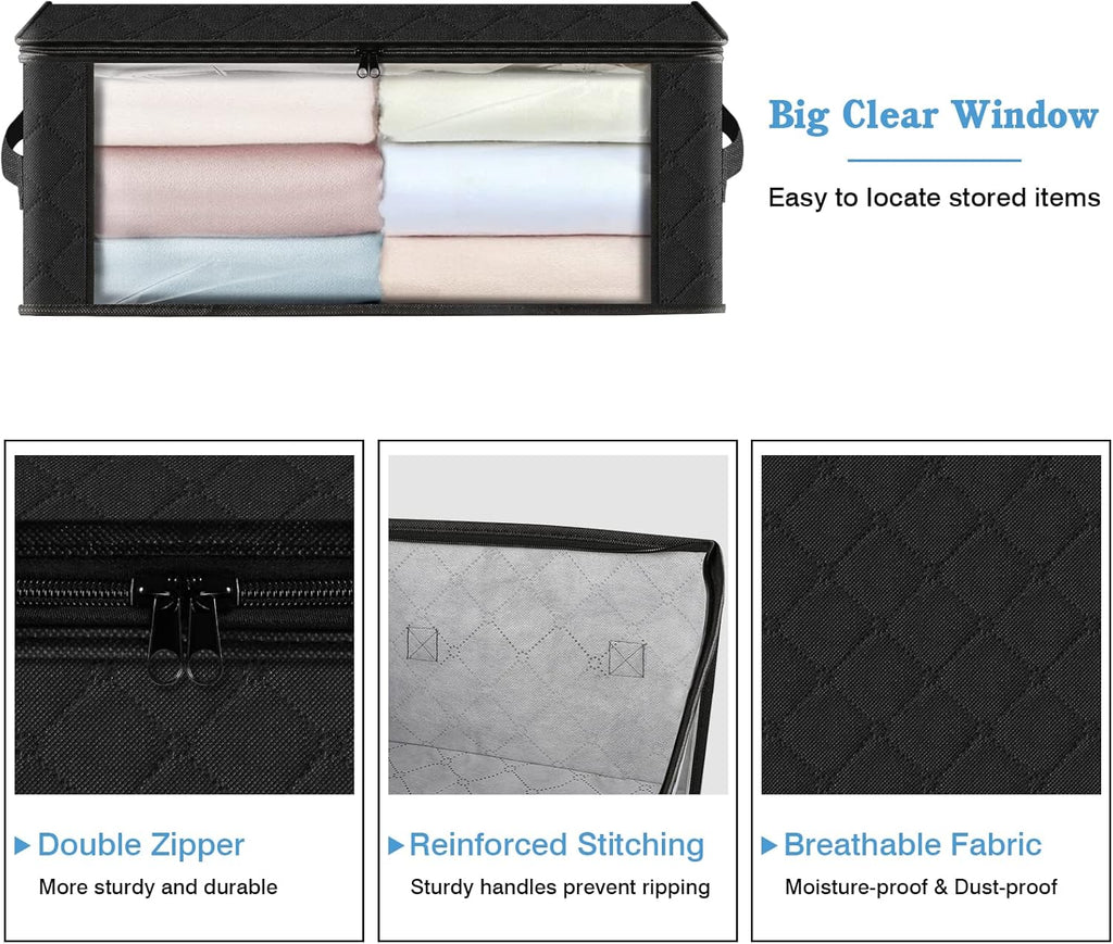 HomeHacks Storage 8-Pack Clothes Organizer Storage Bags Foldable Storage Box with Large Clear