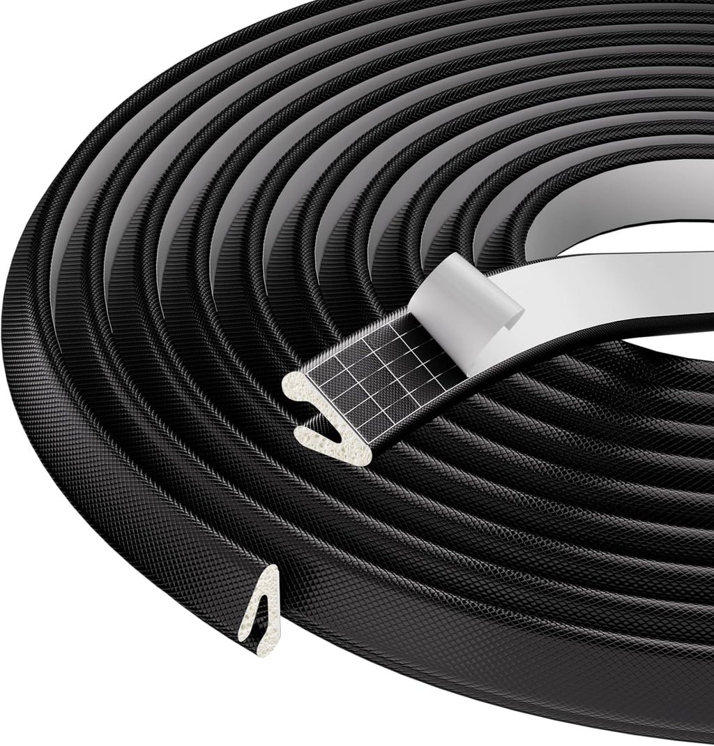 V Shape Foam Weather Stripping Door Frame Seal Strip 19.7FT Black, Draft Stopper, Insulation