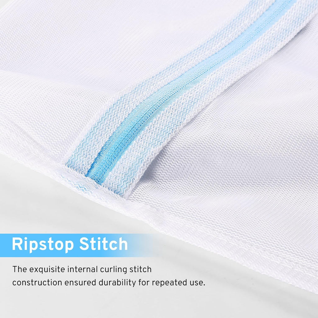 3 Pcs Mesh Laundry Bags Set for Delicates with AUTO-Lock Zipper, Lingerie Bags for Washing