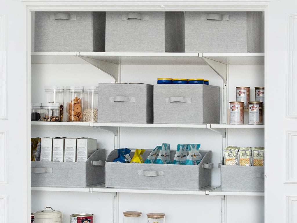 StorageWorks Storage Baskets for Shelves, Foldable Fabric Closet Storage Bins with Handles, Fabric