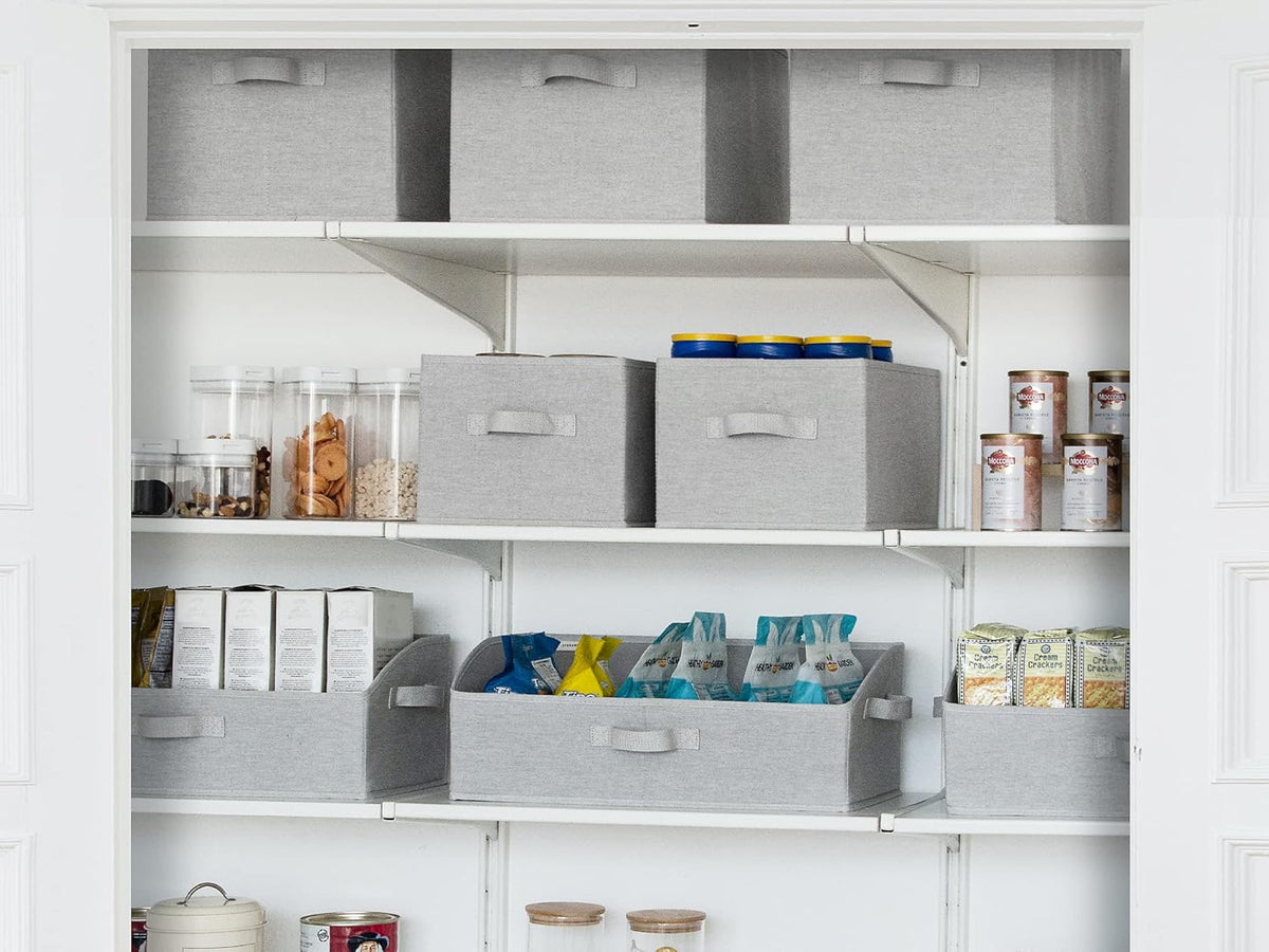StorageWorks Storage Baskets for Shelves, Foldable Fabric Closet Storage Bins with Handles, Fabric