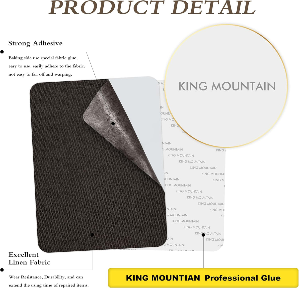 KING MOUNTAIN Coarse Linen Repair Patches, Self-Adhesive Linen Fabric Patches, 8X11 inch 2 PCS