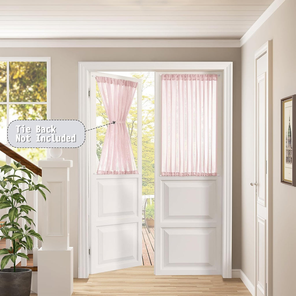 Tollpiz Sheer Door Curtains Closet Linen Textured Curtain Sheers Doorway Light Filtering Voile