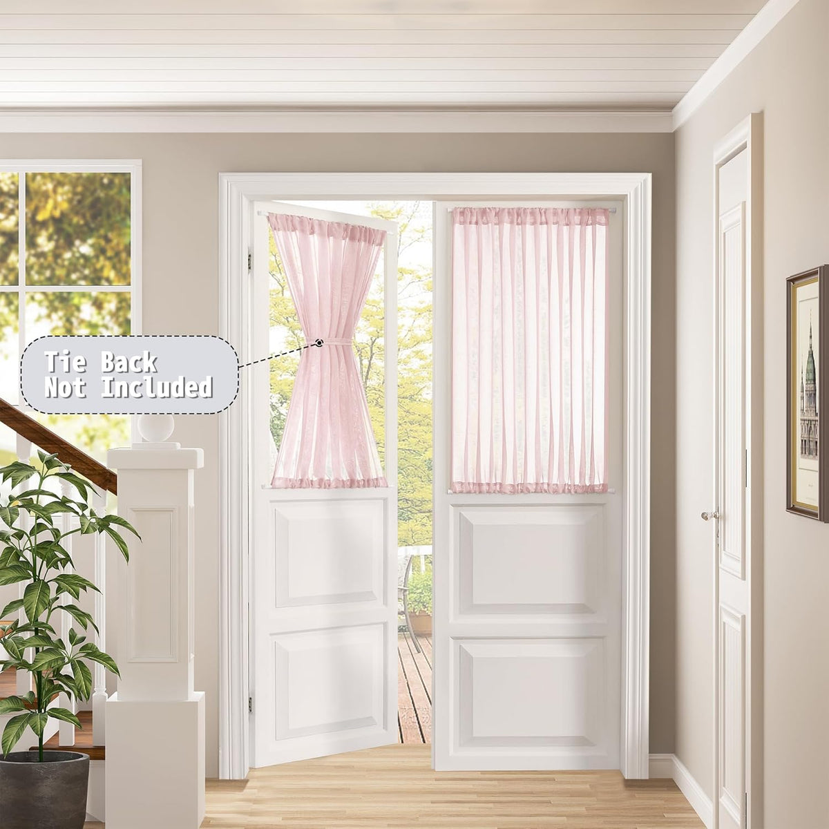 Tollpiz Sheer Door Curtains Closet Linen Textured Curtain Sheers Doorway Light Filtering Voile