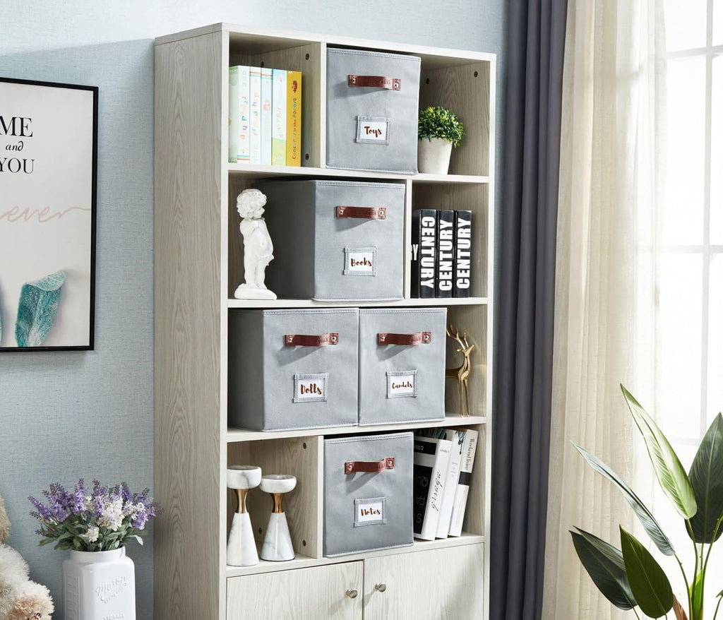 DECOMOMO Storage Bins, Cube Storage Bin with Labels, Fabric Storage Cubes for Shelves (10.5" x 11"