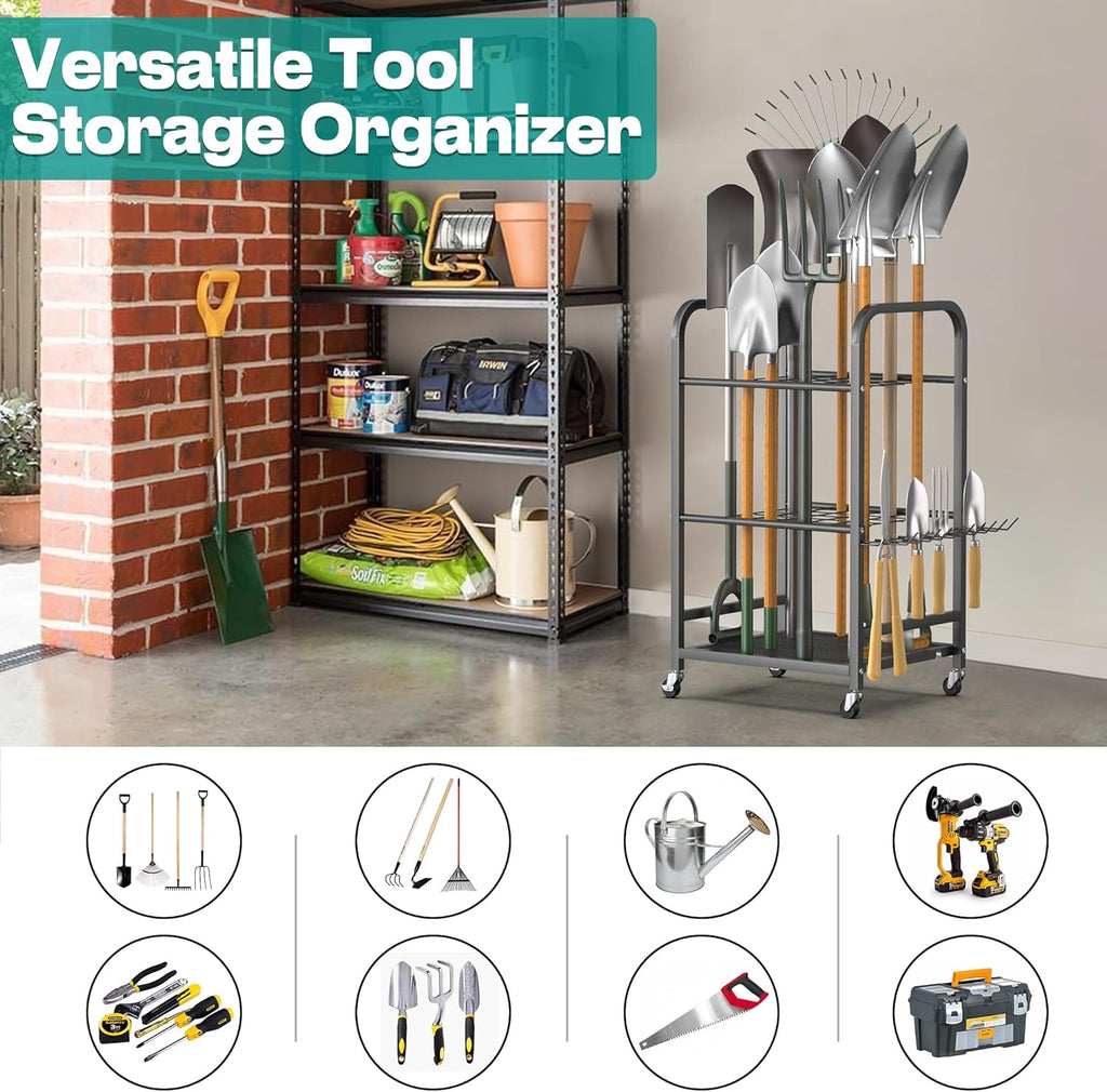 EVERHANGER Garden Tool Organizer and Storage, Yard Tool Stand Garage Tool Organization, Yard Tool