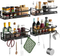 Spice Rack Wall Mount with Hooks - Spice Racks Organizer for Cabinet Storage, Wall Mounted Hanging