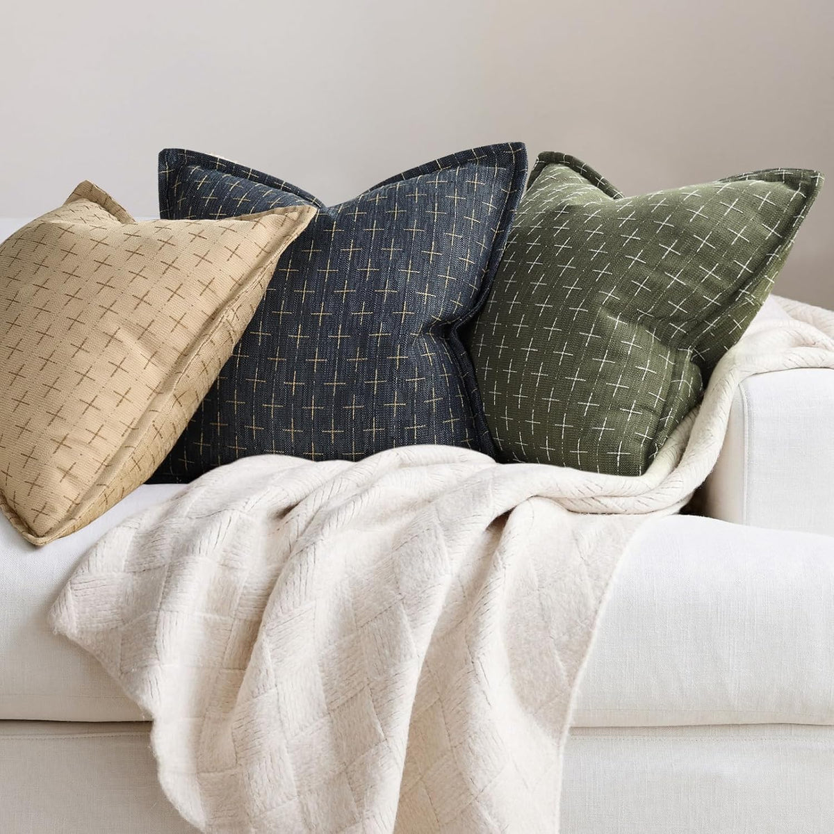 ZWJD Pillow Covers 26x26 Set of 2 Soft Polyester Textured Pillow Covers with Stylish Flange Edge