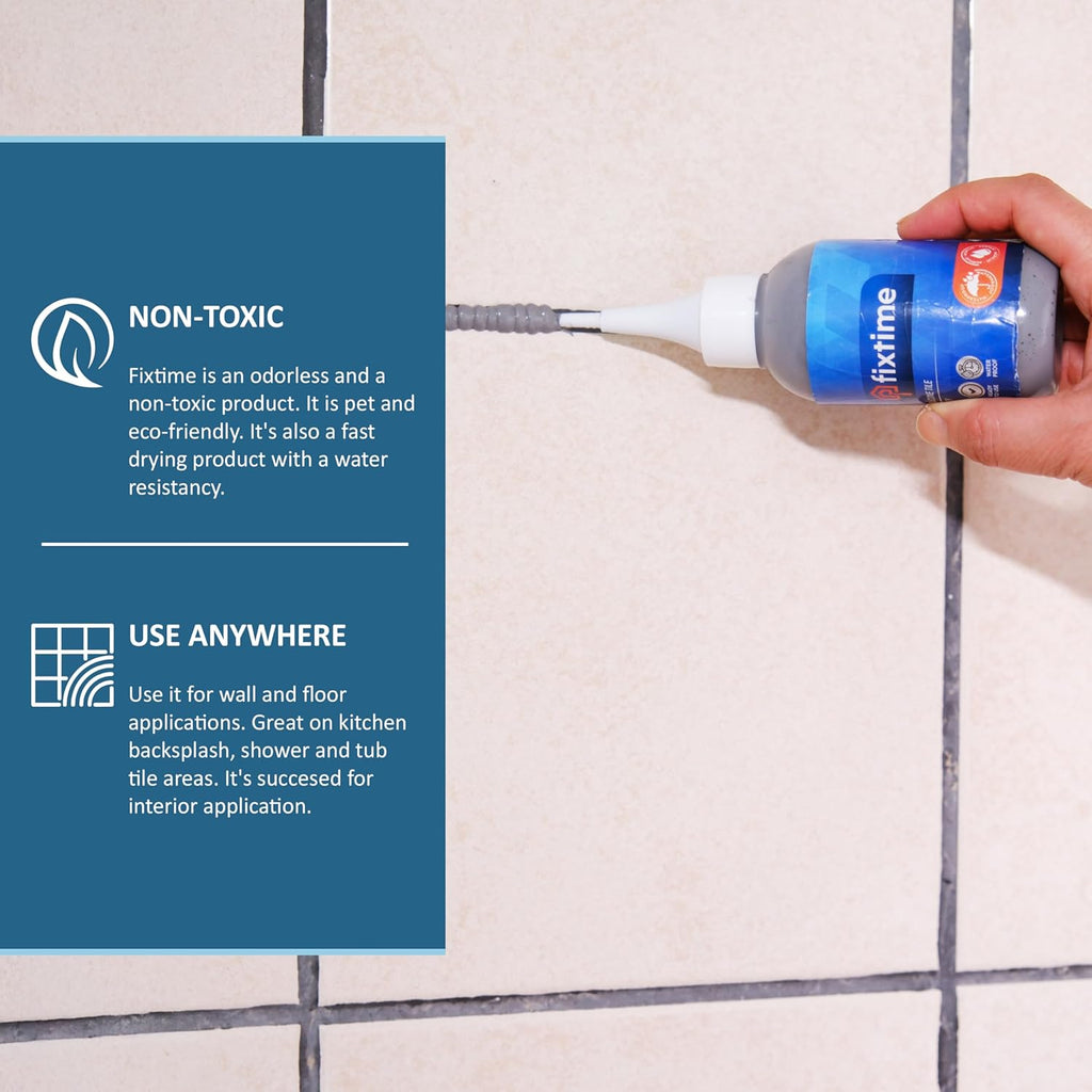 Silicone Tile Repair Kit – Premixed Fast-Drying Gray Caulk, Filler, and Sealer for Cracked