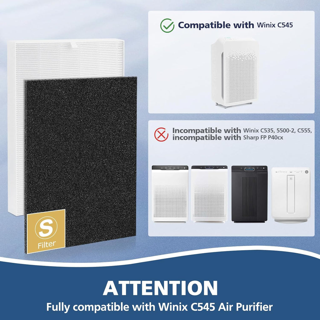 2 Pack C545 HEPA Replacement Filter S Compatible with Winix C545 Air Purifier, Replaces Part