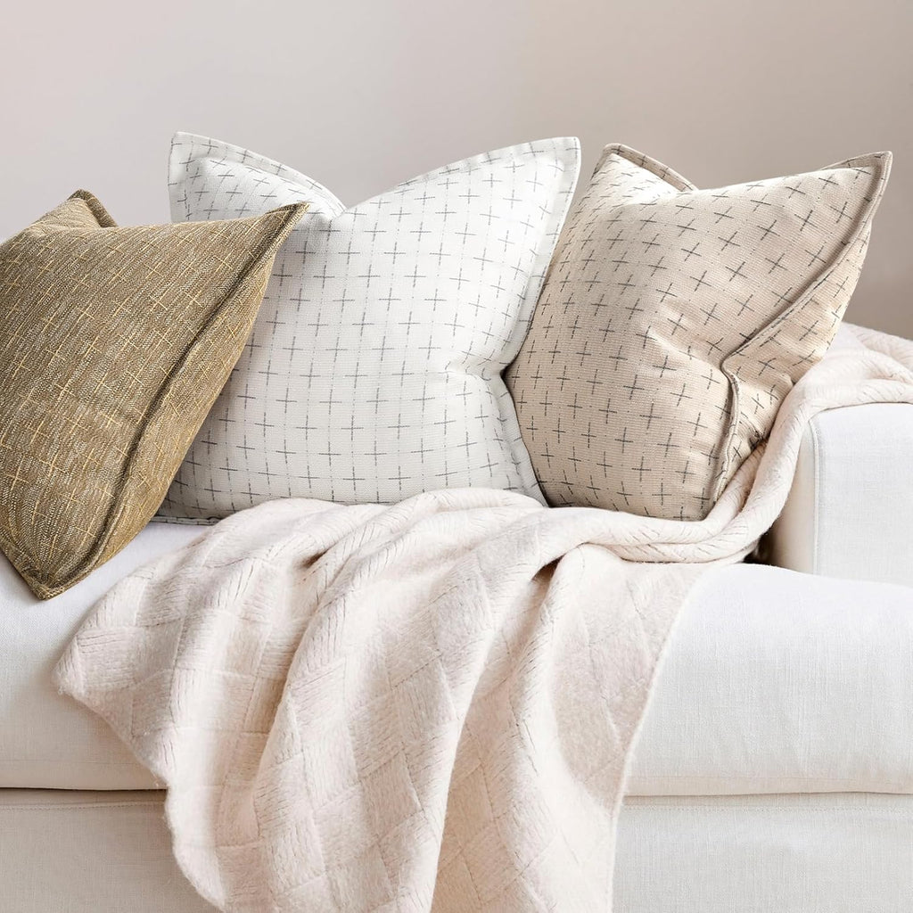 ZWJD Pillow Covers 26x26 Set of 2 Soft Polyester Textured Pillow Covers with Stylish Flange Edge