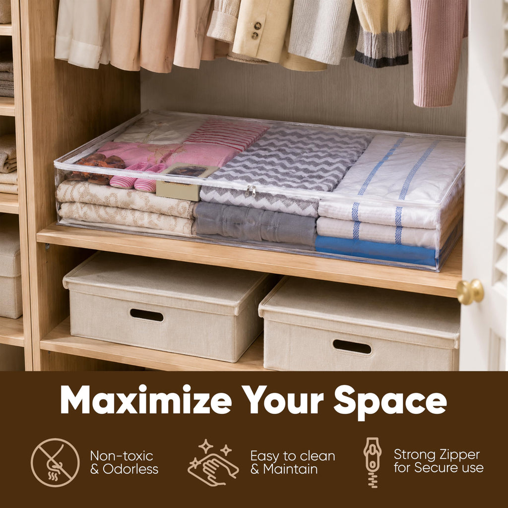 Masirs Clear Underbed Storage Bag, Durable Vinyl Material to Shield Your Contents from Dust, Dirt