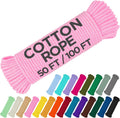 TECEUM Cotton Rope 3/16” (5 mm) – 50 FT – Strong All-Purpose Braided Rope – Natural Cotton – for