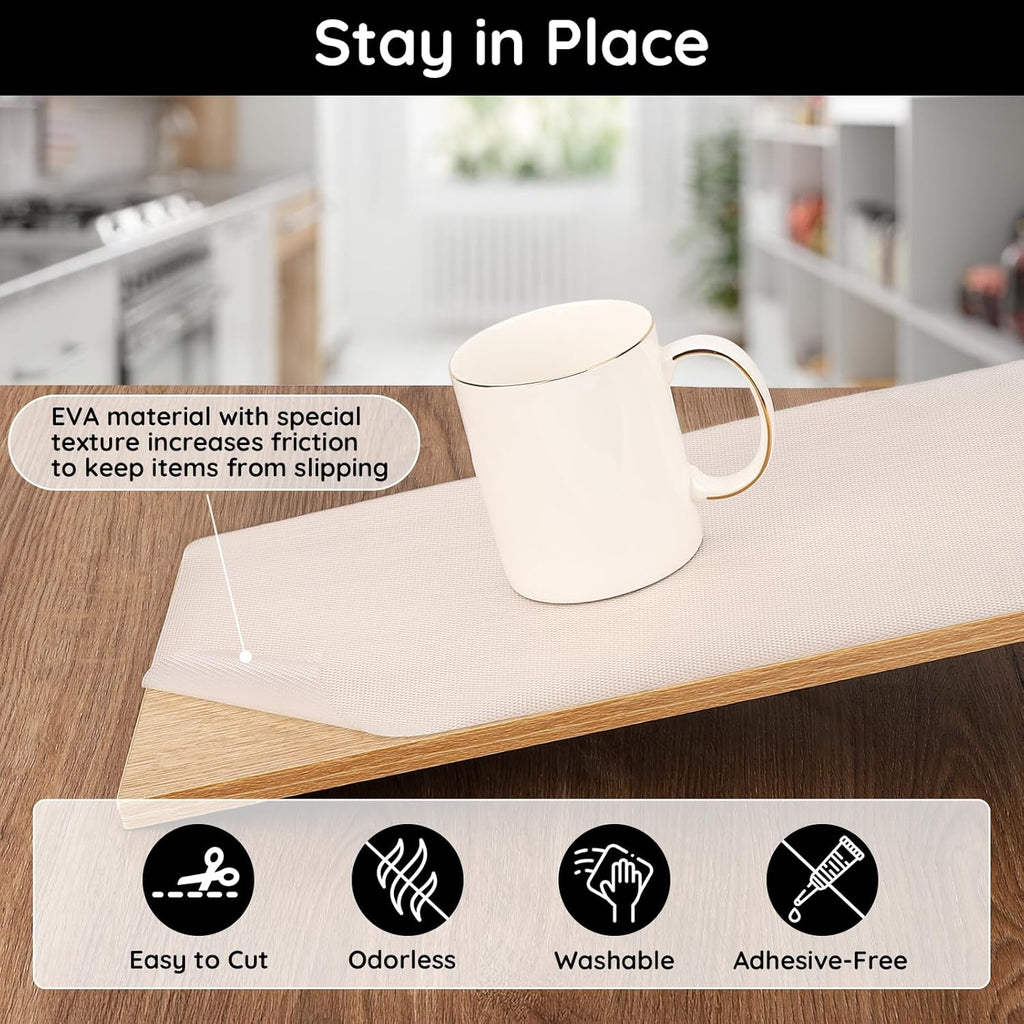 Kitchen Shelf Liner, 11.8" W x 118" L x 0.02" T, Cabinet Liners for Shelves Non Slip, Non-Adhesive