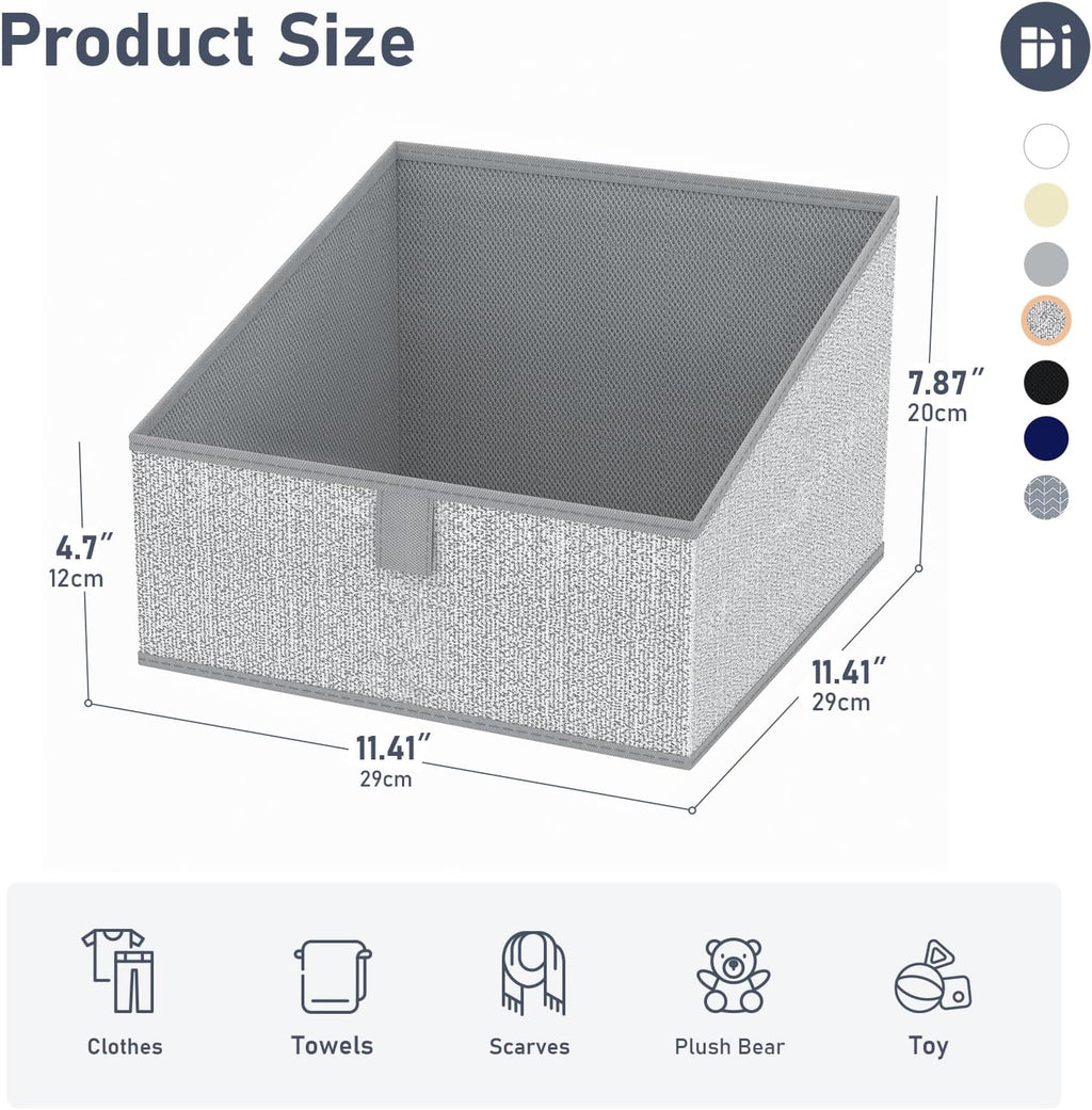 DIMJ Closet Storage Bins 6 Pack - Fabric Trapezoid Closet Organizer Bin, Foldable Storage Baskets