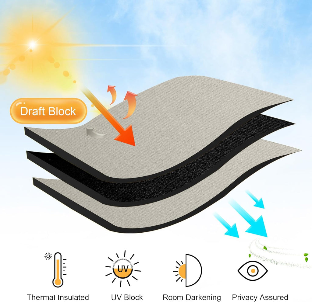RYB HOME Blackout Curtains for Bedroom, Window Shades Thermal Insulating Privacy Drapes for Living