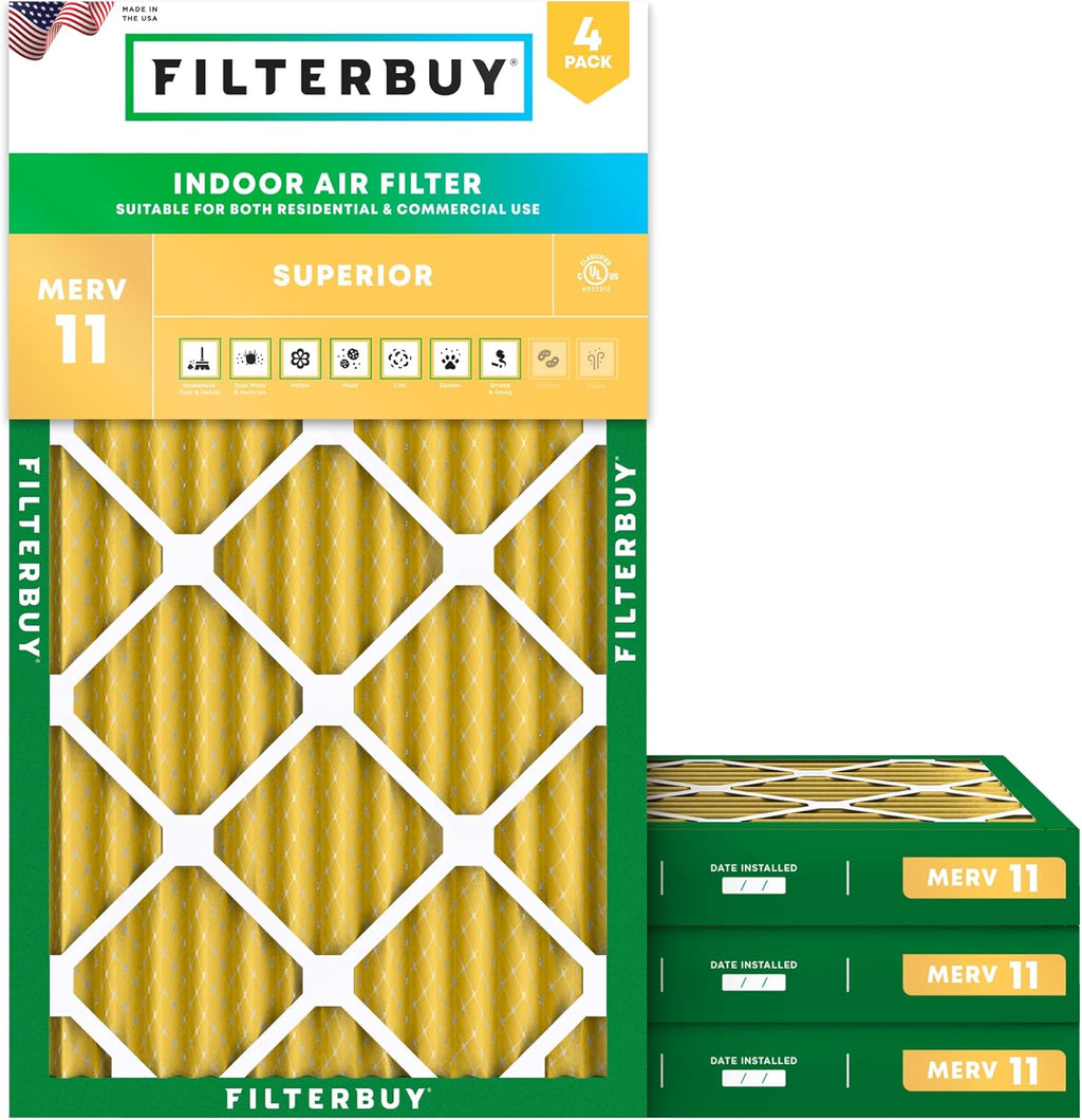 Filterbuy 16x24x2 Air Filter MERV 11 (MPR 1200) Allergen Defense Replacement (4-Pack)