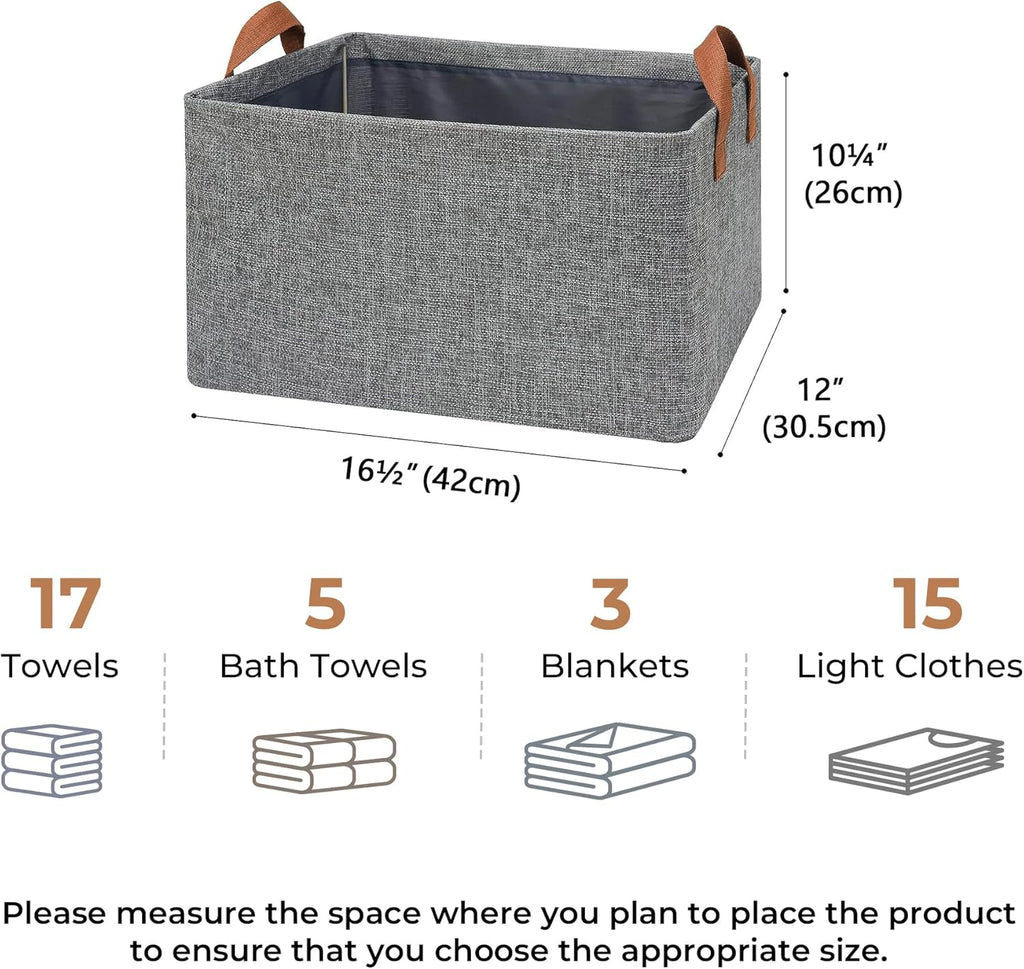 GRANNY SAYS Closet Storage Baskets, Collapsible Fabric Storage Bins with Metal Frame, Clothes