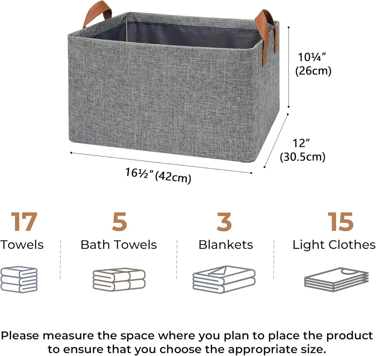 GRANNY SAYS Closet Storage Baskets, Collapsible Fabric Storage Bins with Metal Frame, Clothes