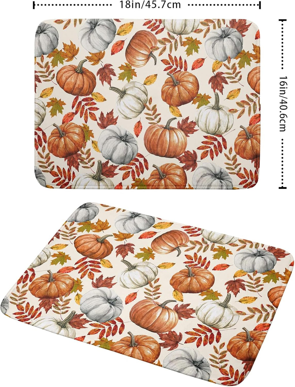 Fall Dish Drying Mat for Kitchen Counter 16x18 Inch Autumn Pumpkins Maple Leaves Drying Mats