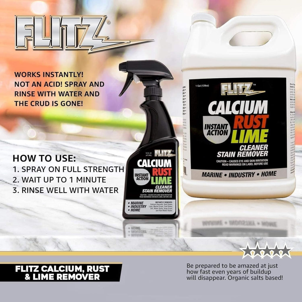 Flitz Calcium, Rust, & Lime Remover - 16oz Bottle of USA-Made Limescale Remover for Toilets