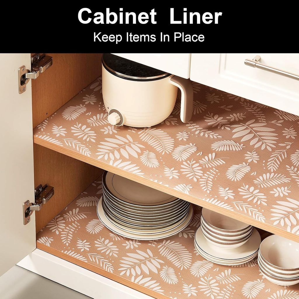 Cooyes Shelf Liners for Kitchen Cabinets Waterproof & Oil-Proof Kitchen Cupboard Mats Non-Slip