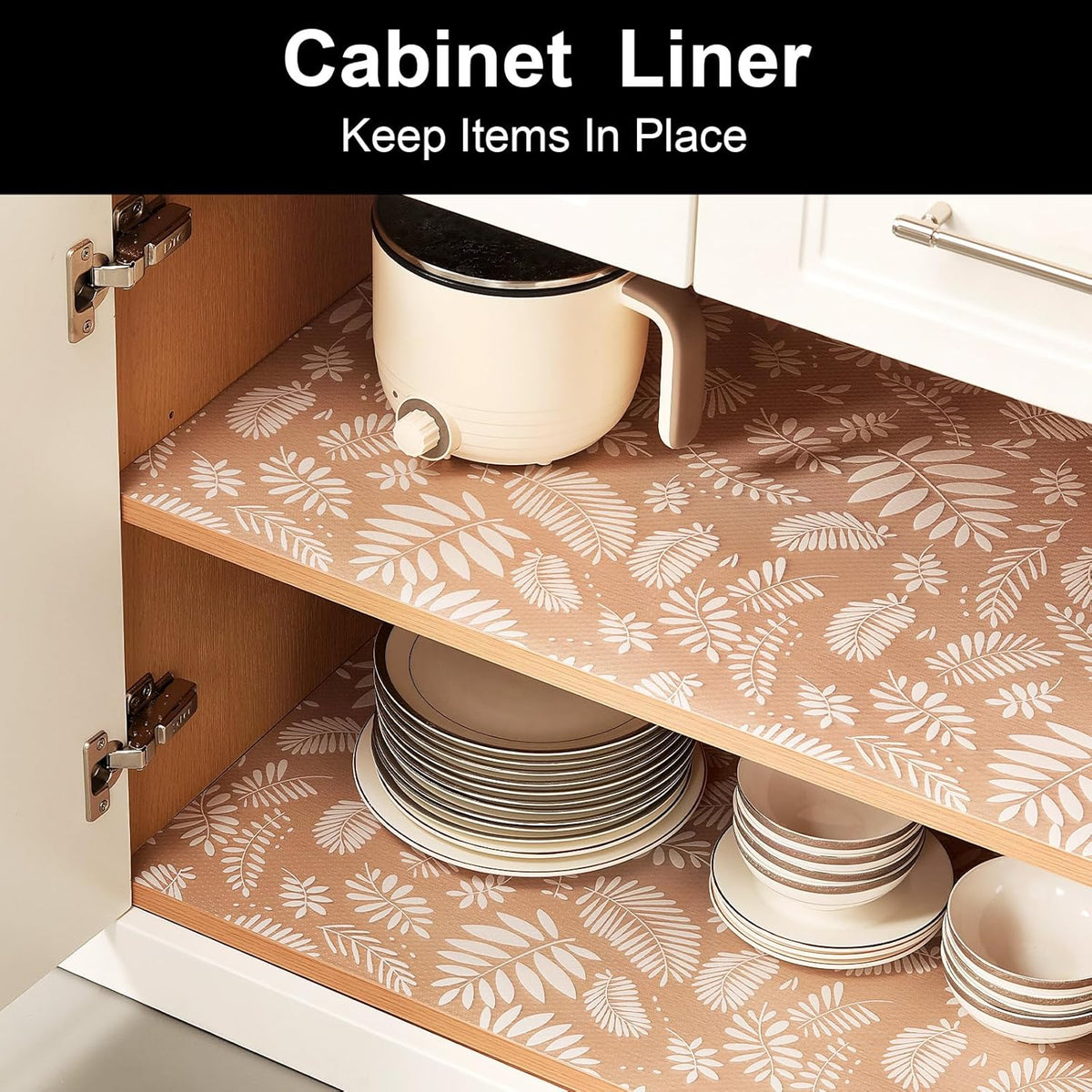 Cooyes Shelf Liners for Kitchen Cabinets Waterproof & Oil-Proof Kitchen Cupboard Mats Non-Slip