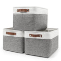 Bagnizer Storage Bins Large Fabric Storage Baskets for Shelves 3 Pack, 5Inches, Grey