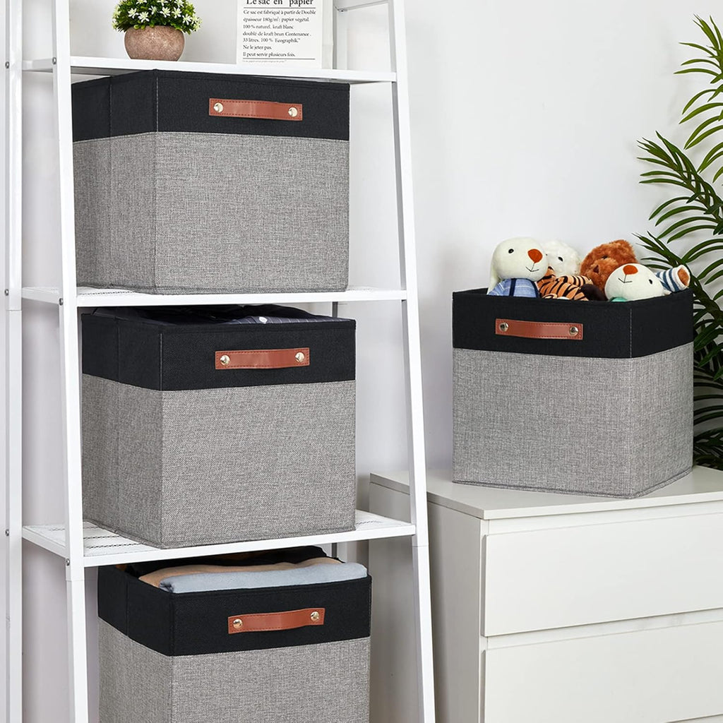 Temary 13 x 13 Storage Cubes Foldable Storage Cubes 4 Pack Canvas Storage Bin for Home, Square