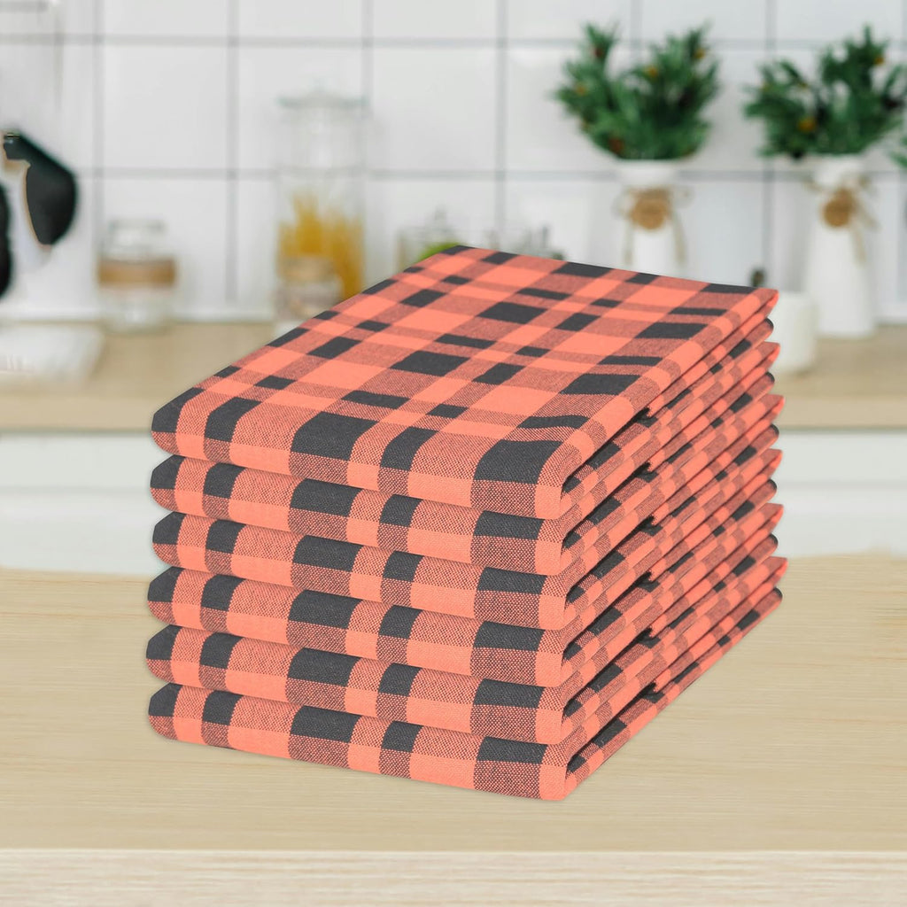 Kitchen Towels Set of 6 Halloween dish towels for kitchen 100% Cotton Orange Black Color Dish