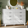 Fluted Dresser with 8 Drawers, 54" Wide Modern Chest of Drawers with Metal Handle, Wooden Dresser