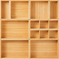 Fabsome Drawer Organizer, Set of 9 Bamboo Wood Kitchen Makeup Desk Junk Tea Drawer Storage Boxes