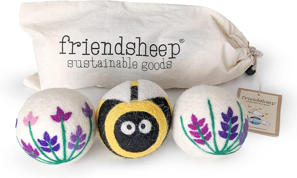 Friendsheep Wool Dryer Balls, Organic Reusable Fabric Softener Alternative for Laundry, Handmade