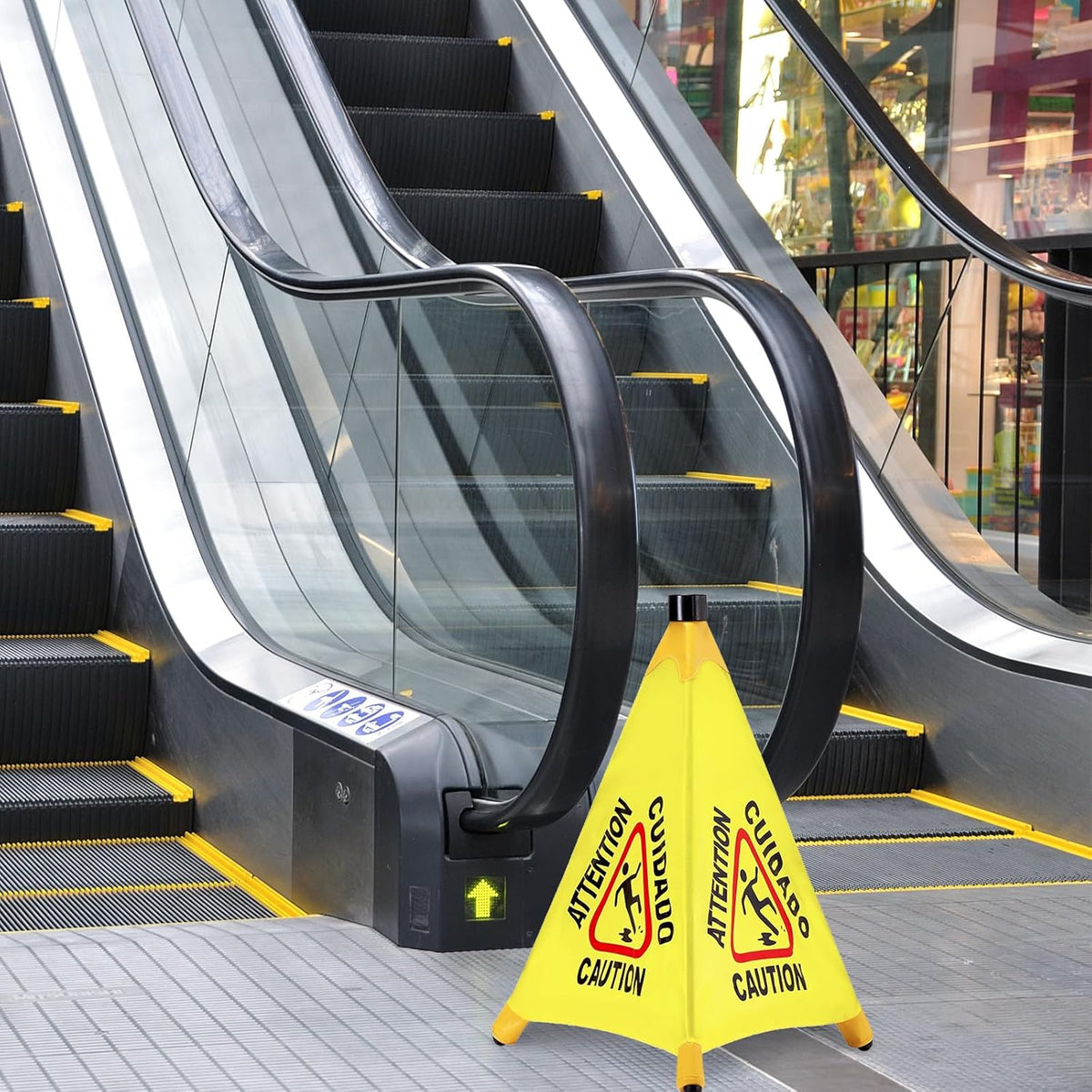 2 Pcs Pop up Wet Floor Sign with Storage Tube 20 Inch Wet Safety Signs Commercial Caution Safety