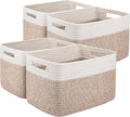 OIAHOMY 4 Pack Storage Baskets for Organizing, Basket for Shelves with Handle, Woven Baskets for